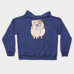 English Bulldog Hugs Kids Hoodie